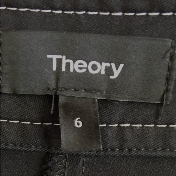 Theory Bimsa Approach Contrast Stitch Stretch Cotton Ankle Pant In Black… - Picture 8 of 11